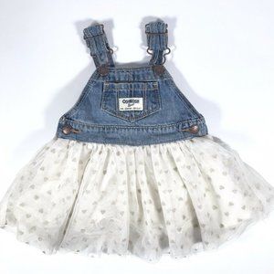 Oshkosh Bgosh Girls Overalls Dress Size 6M Tulle Skirt Denim Jean